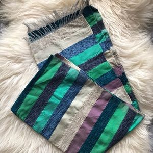 NWOT Morocco Jewel Tone Thick Striped Scarf Large Green Blue Purple Silver Gray